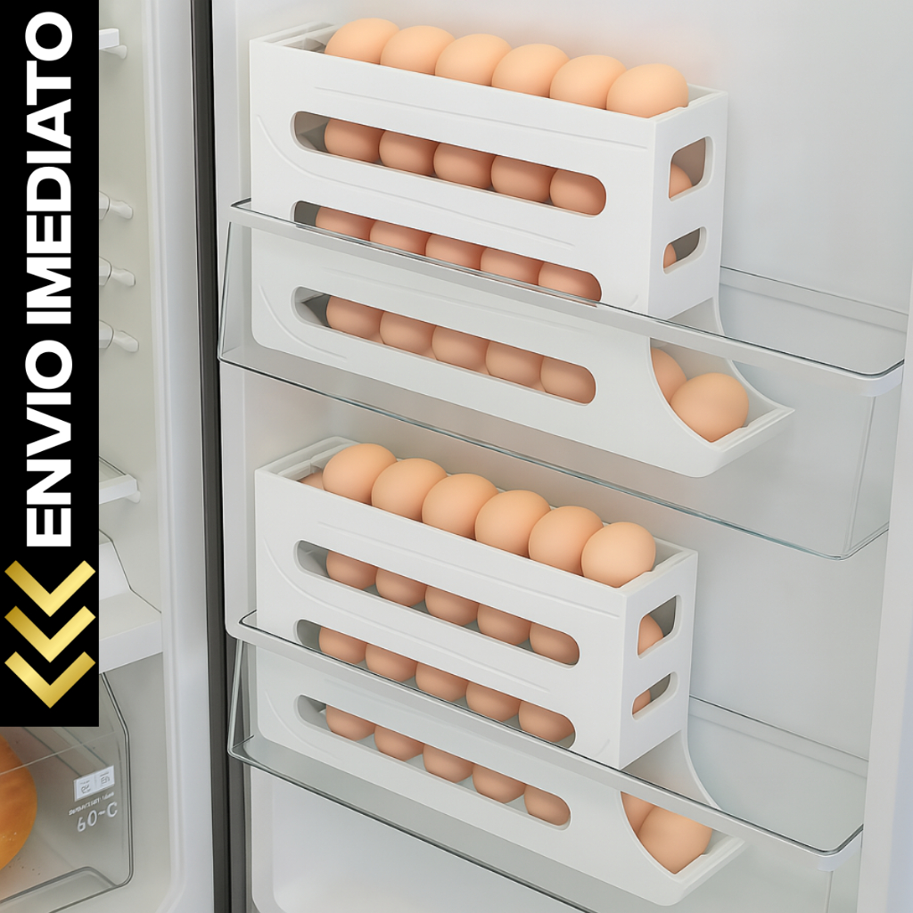 Porta Ovos 4 Andares Rolante Automático p/ Geladeira – Organizador Deslizante para até 30 Ovos em Oferta na Shopee