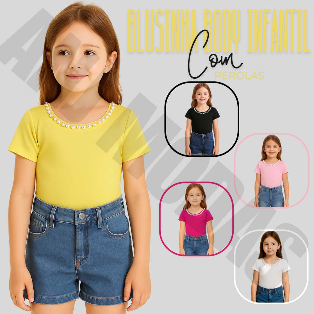 Body Bori Blusinha Infantil Com Manguinha Perola Menina