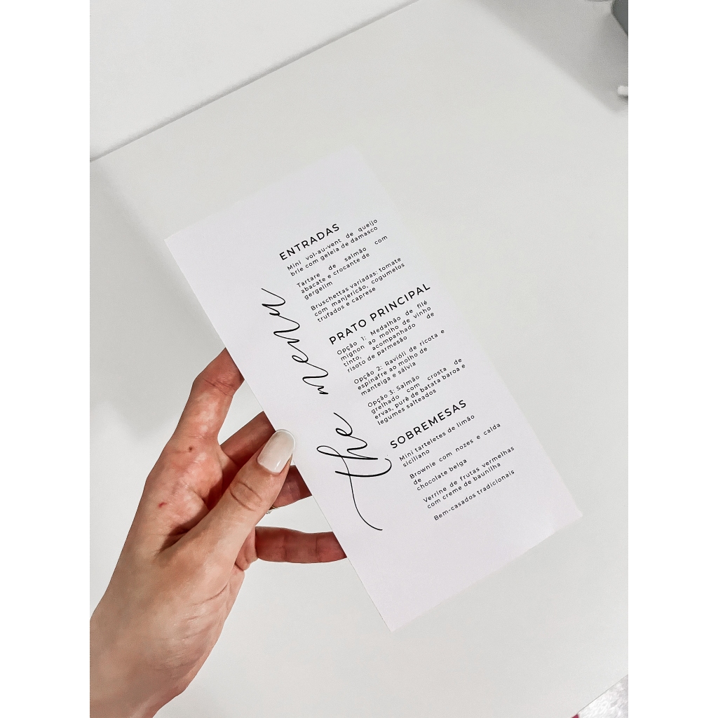 Menu/Cardápio Casamento, Formatura, Chás, Aniversário | Arte Personalizável