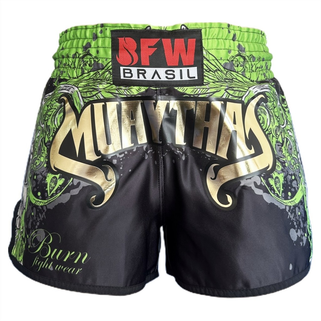 Short Muay Thai Calção Premium - Gold Verde