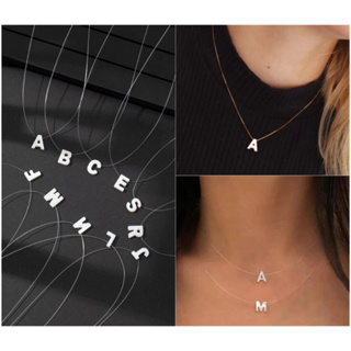 Colar Fio de Nylon com Pingente de Letra Inicial | 40cm + 5cm Extensor | Garantia 1 Ano | Embalagem para Presente em Oferta na Shopee