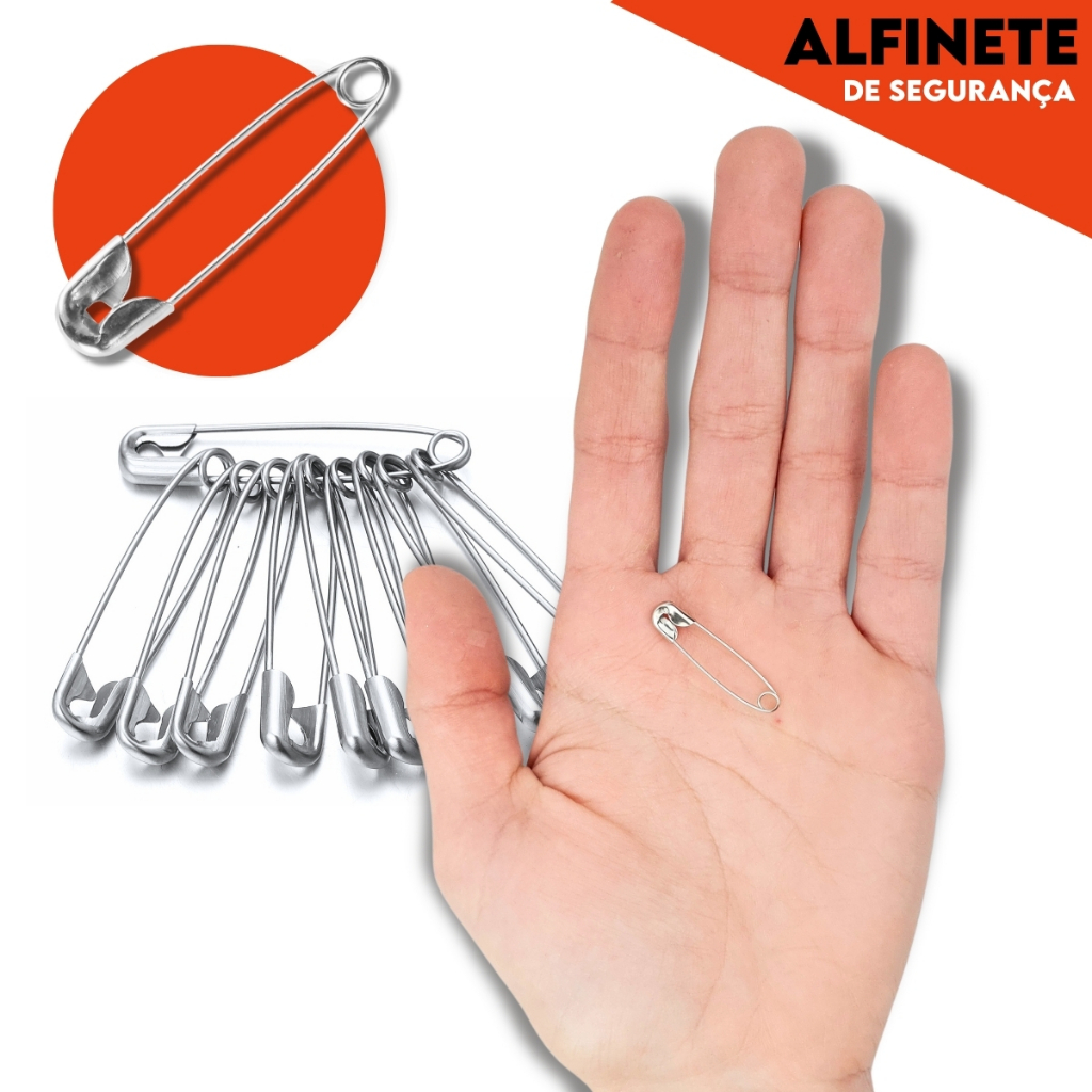 Alfinete de Segurança - Ouro/Prata - Pacote com 100/50 UN - Uso Doméstico e Artesanal - SHEFA! em Oferta na Shopee