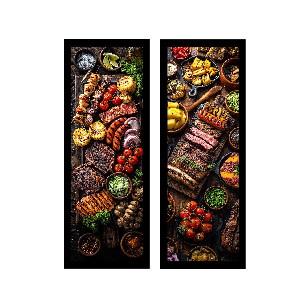 Kit 2 quadros 18x45 cozinha, gourmet, restaurante, churrasco em Oferta na Shopee