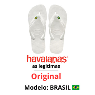 SANDÁLIA HAVAIANAS BRASIL CHINELO MODELO UNISSEX ORIGINAL - BRANCA/PRETA em Oferta na Shopee