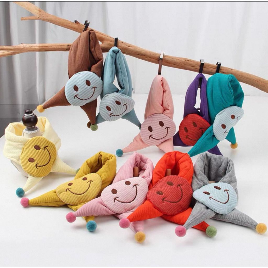 Moda Cachecol infantil outono e inverno desenho animado quente rosto sorridente meninos e meninas bebê cachecol grosso