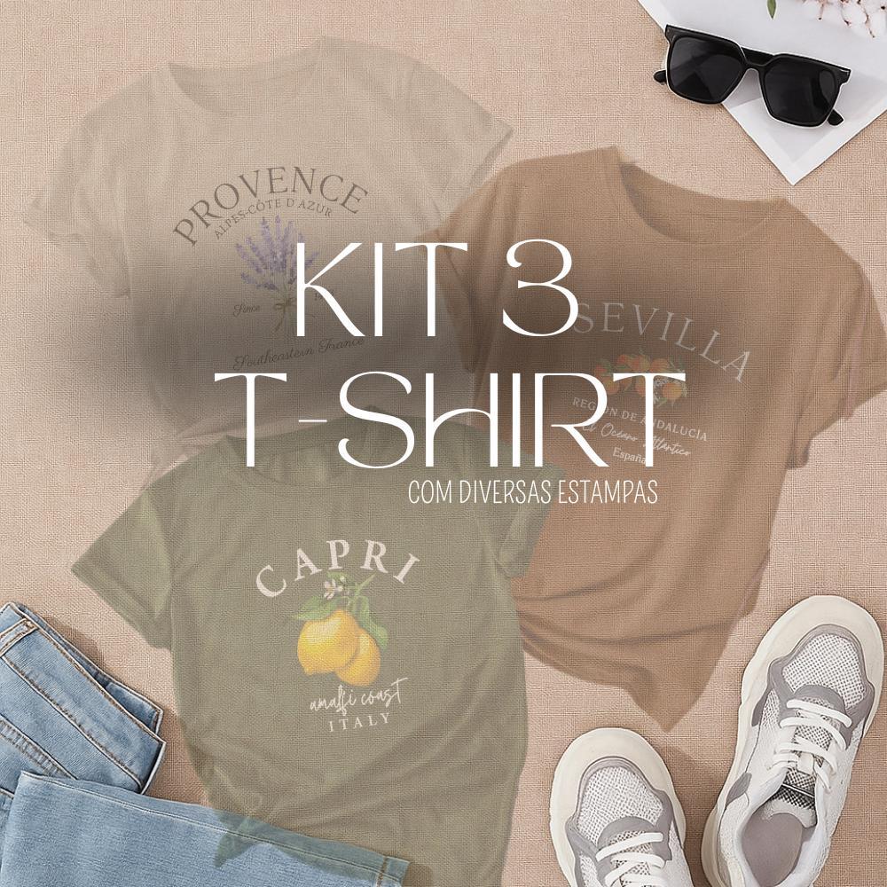 Kit 3 T-shirt Camisetas feminina de algodão malha premium. em Oferta na Shopee