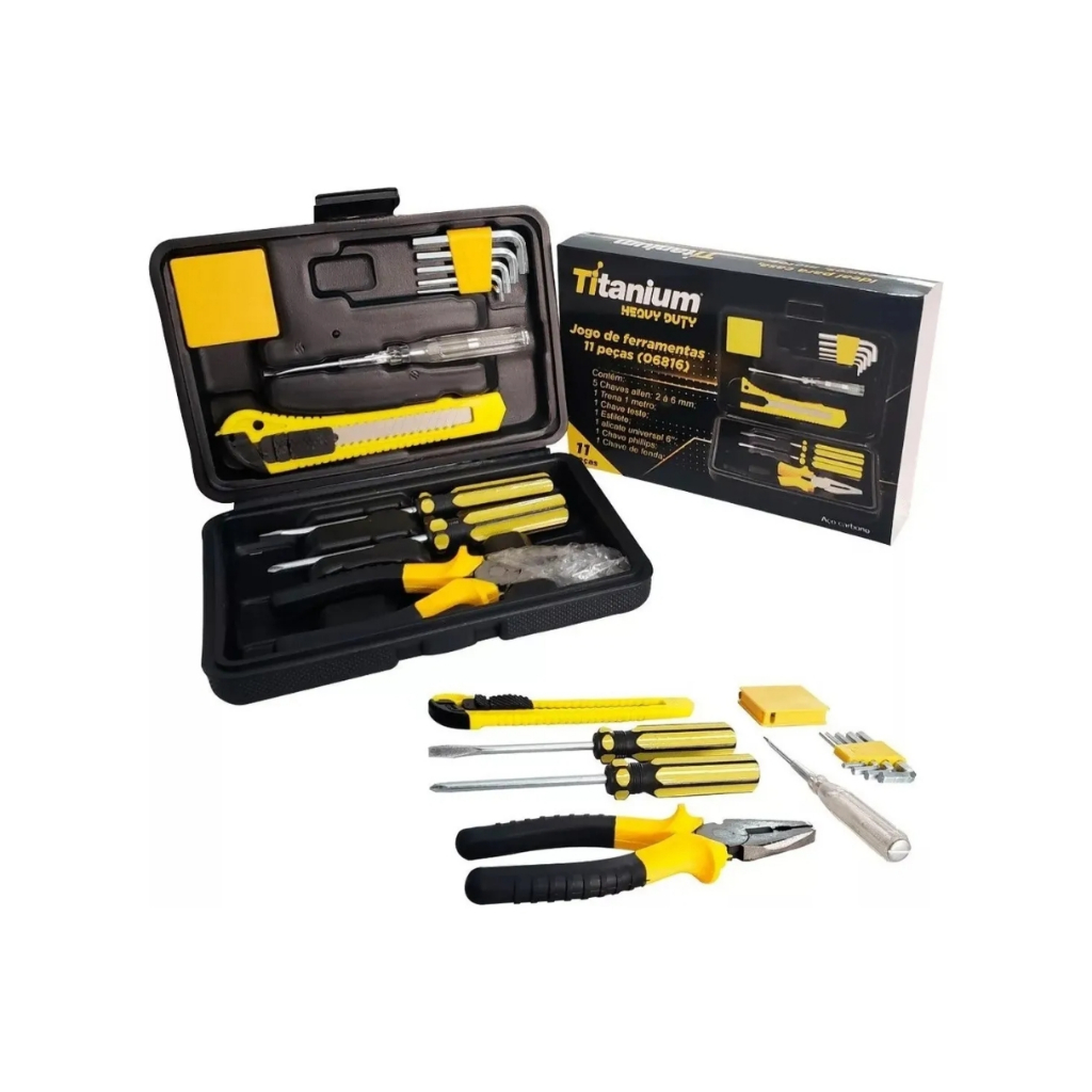 Kit Jogo Ferramentas 11 Peças Com Maleta Completa Titanium em Oferta na Shopee