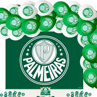 Kit Festa Time Palmeiras - Decoração, Aniversário, Painel 1,40m + 20 Bexigas Balão Temáticos em Oferta na Shopee