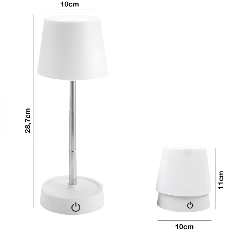 Abajur Recarregável Touch Luminária Retrátil em Aço com Luz de Led Branco Quente Ajustável-USB — imagem 2 de 2