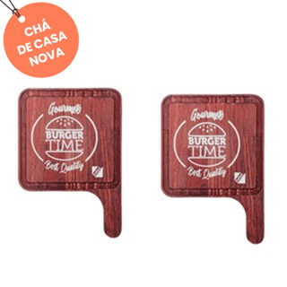 OFERTA KIT 2 Tábuas de Hamburguer Rustico "Burguer Time" de Madeira Cozinha, Grelhados em Oferta na Shopee