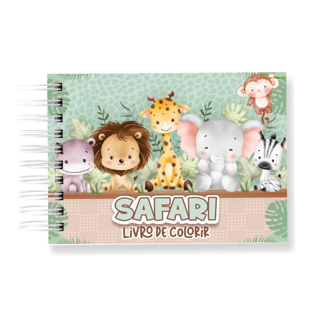 Livro de Colorir SAFARI MENINO 50 Folhas 180G Caderno de Desenho Pintura Coloring Book SEM PERSONALIZAÇÃO em Oferta na Shopee