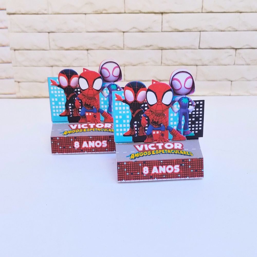 Lembrancinha Porta Bis Duplo Spidey e Seus Amigos | Aniversário Homem Aranha Baby | Embalagem para Chocolate Bis