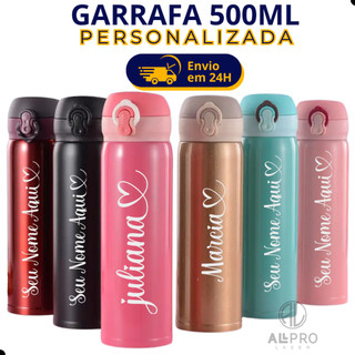 Garrafa Térmica 500ml Personalizada a Laser  Nome Logo Profissões