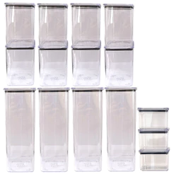 15 potes herméticos acrílico 4G 8M e 3P qualyplas
