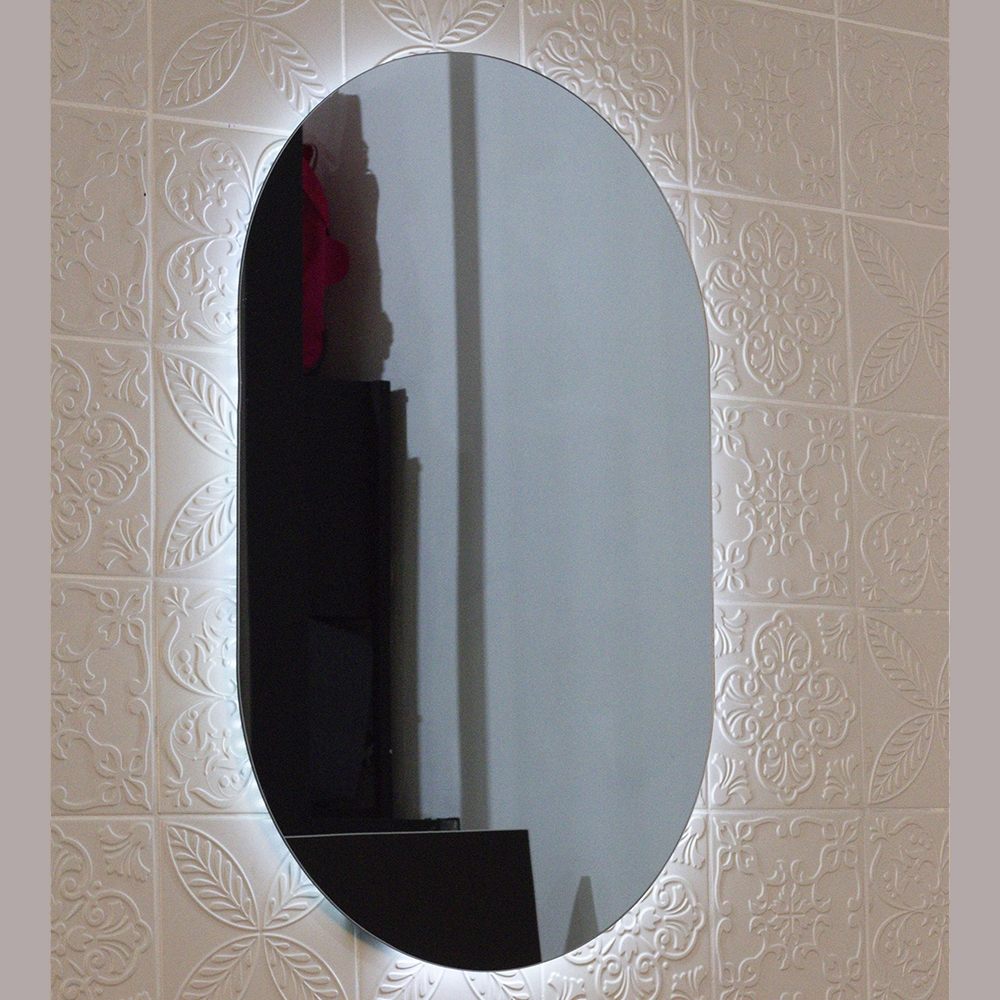 Espelho grande de parede Oval Com Led Lapidado orgânico Luxo Quarto Sala Banheiro Grande 76 X 43Cm · foto 2