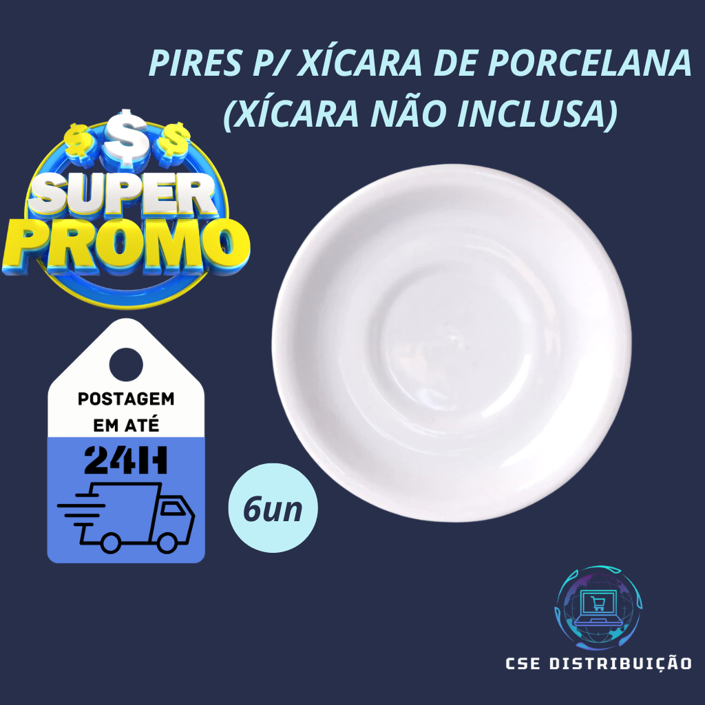 KIT CONJUNTO 6 PIRES DE XÍCARA PORCELANA BOT ART 13CM (XÍCARA NÃO INCLUSA)