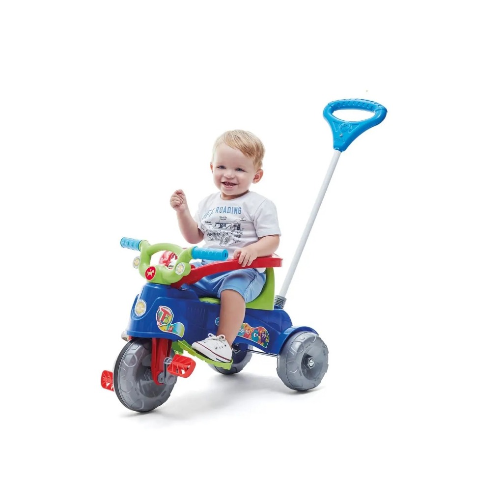 Motoca Totoca Carrinho Moto Triciclo Infantil Menino Passeio Azul Calesita