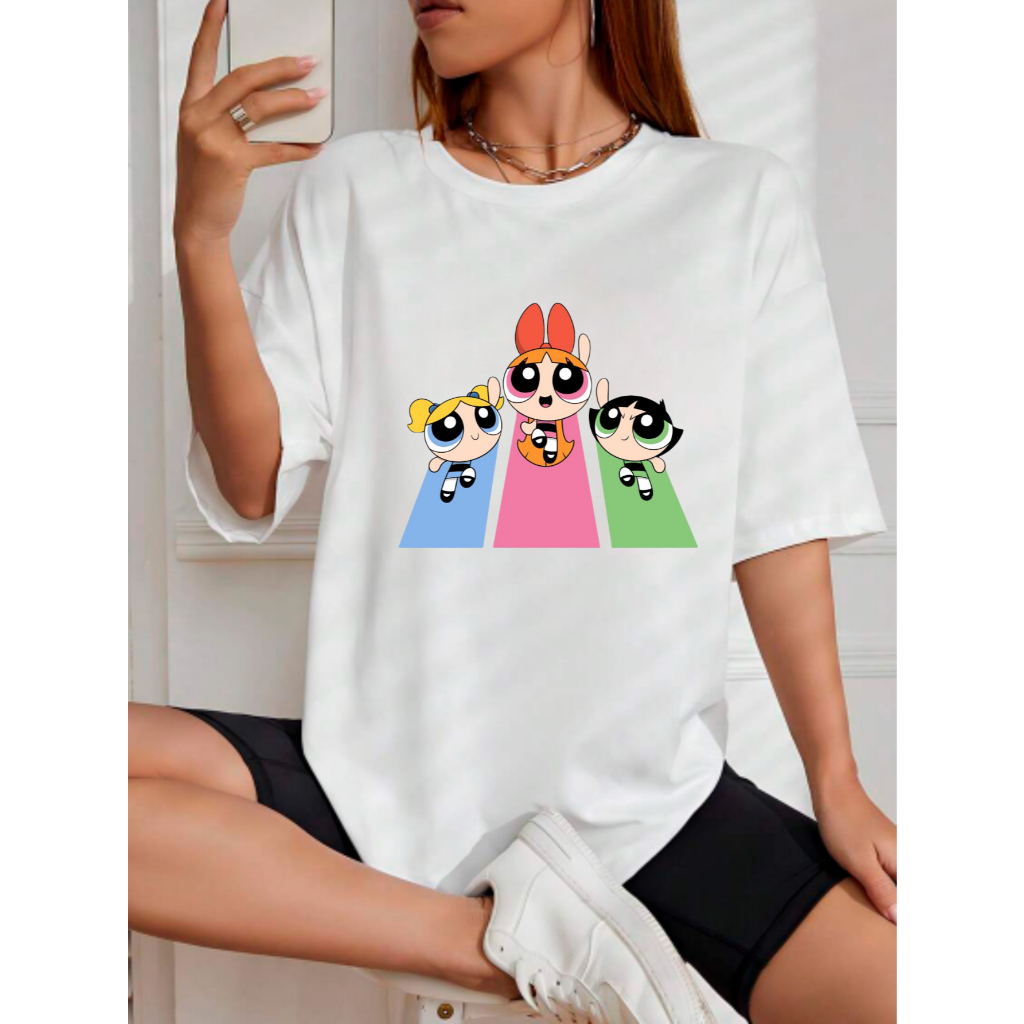 Camiseta de Academia 100% Algodão Tshirt Feminina Treino Meninas Superpoderosas