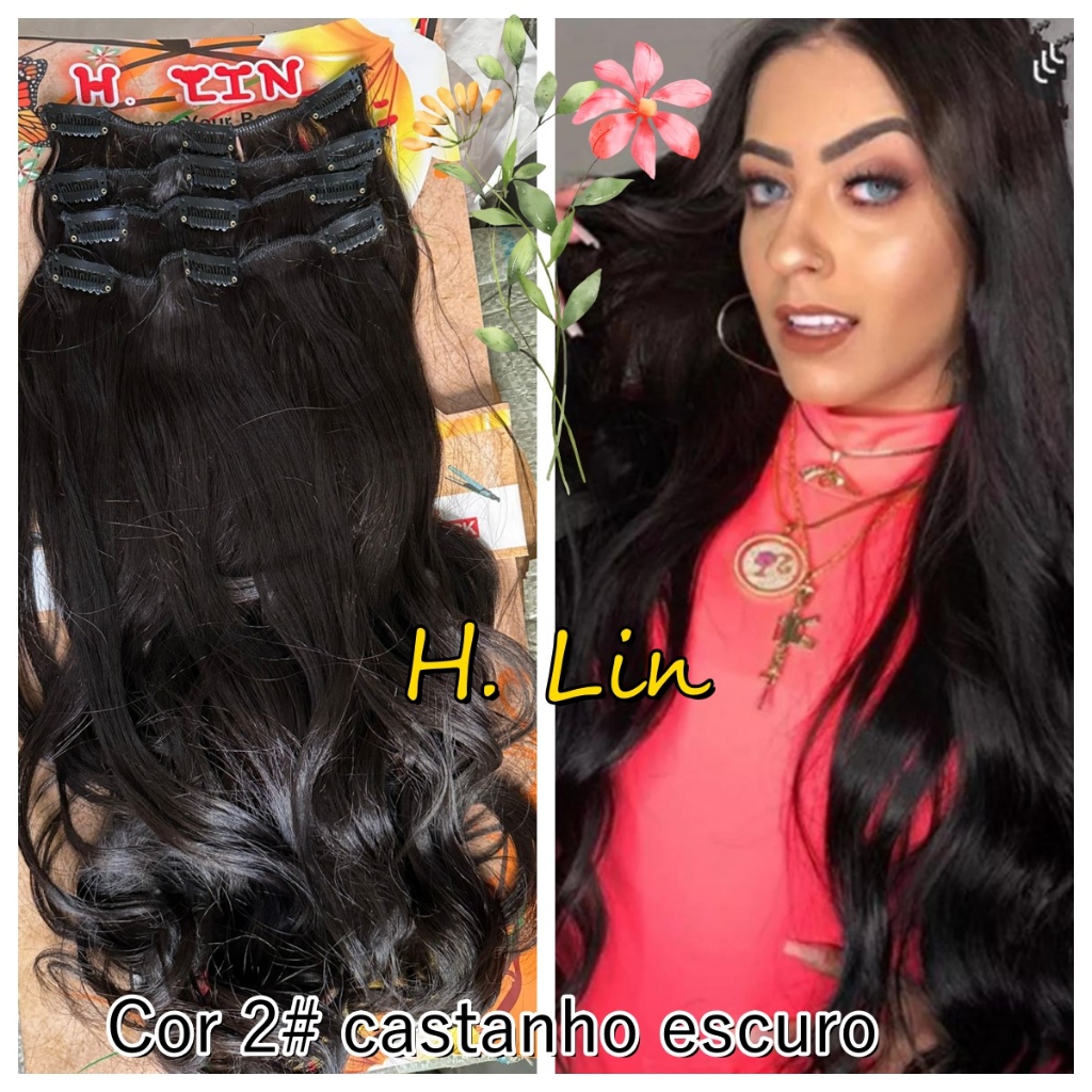 4 telas cor 1# preto ondulado tic tac cabelo fibra organico aplique pecas cor 2# castanho escuro