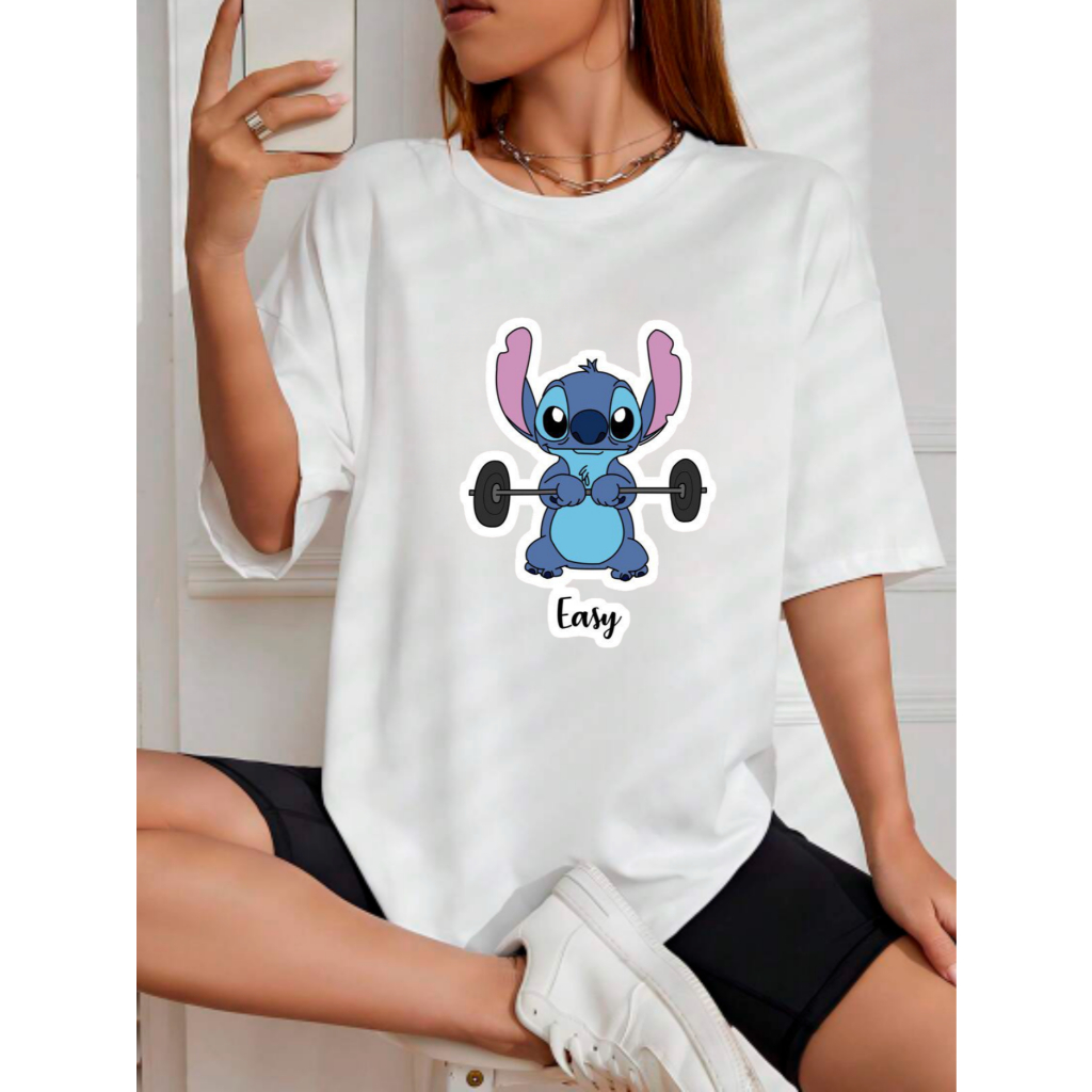 Camiseta de Academia 100% Algodão Camiseta feminina Easy Stitch Crossfit Treino
