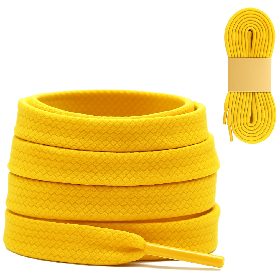 Par de Cadarço Achatado C11 Amarelo 120cm Para Tênis Sapato Bota Calçado Sapatilha Utilidade Par