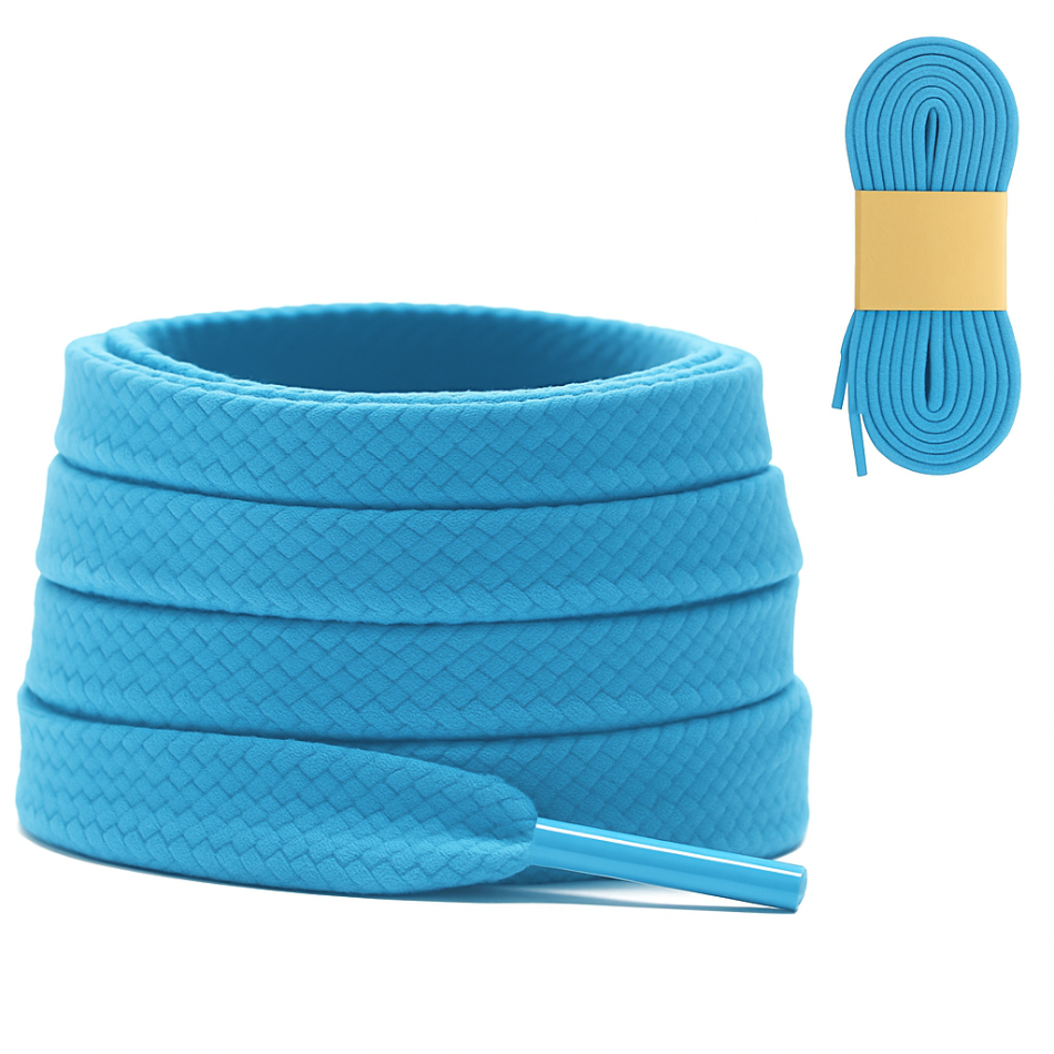 Par de Cadarço Achatado C12 Azul Bebê 120cm para Tênis Sapato Bota Sapatilha Renovação Qualidade Par