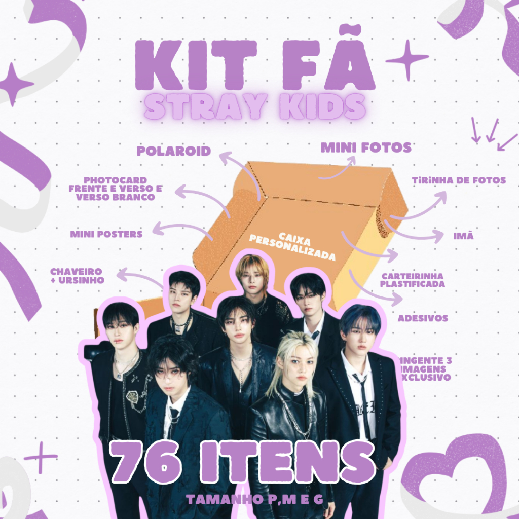 KIT FÃ STRAY KIDS (GRUPO OU SOLO) [O VIRALIZADO] - ATÉ 76 ITENS - PHOTOCARD • ADESIVOS • CHAVEIRO