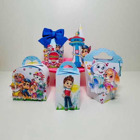 Kit Caixinhas Personalizadas Patrulha Canina | Lembrancinha Aniversário |  Papelaria Personalizada Pegue e Monte