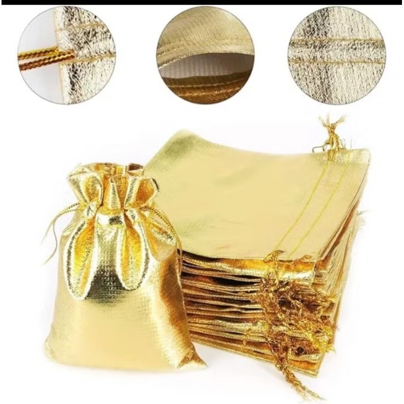 Saco Organza Dourado Com 100 Unidades Tamanho 12x15 Para Colocar Objetos e Presentes.