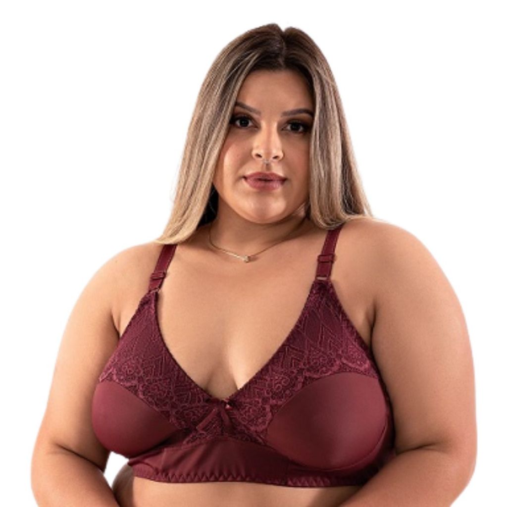 Soutien Reforçado Sustentação Alça Regulável Feminino Sutiã Plus Size Sem Bojo Com Renda Lingerie