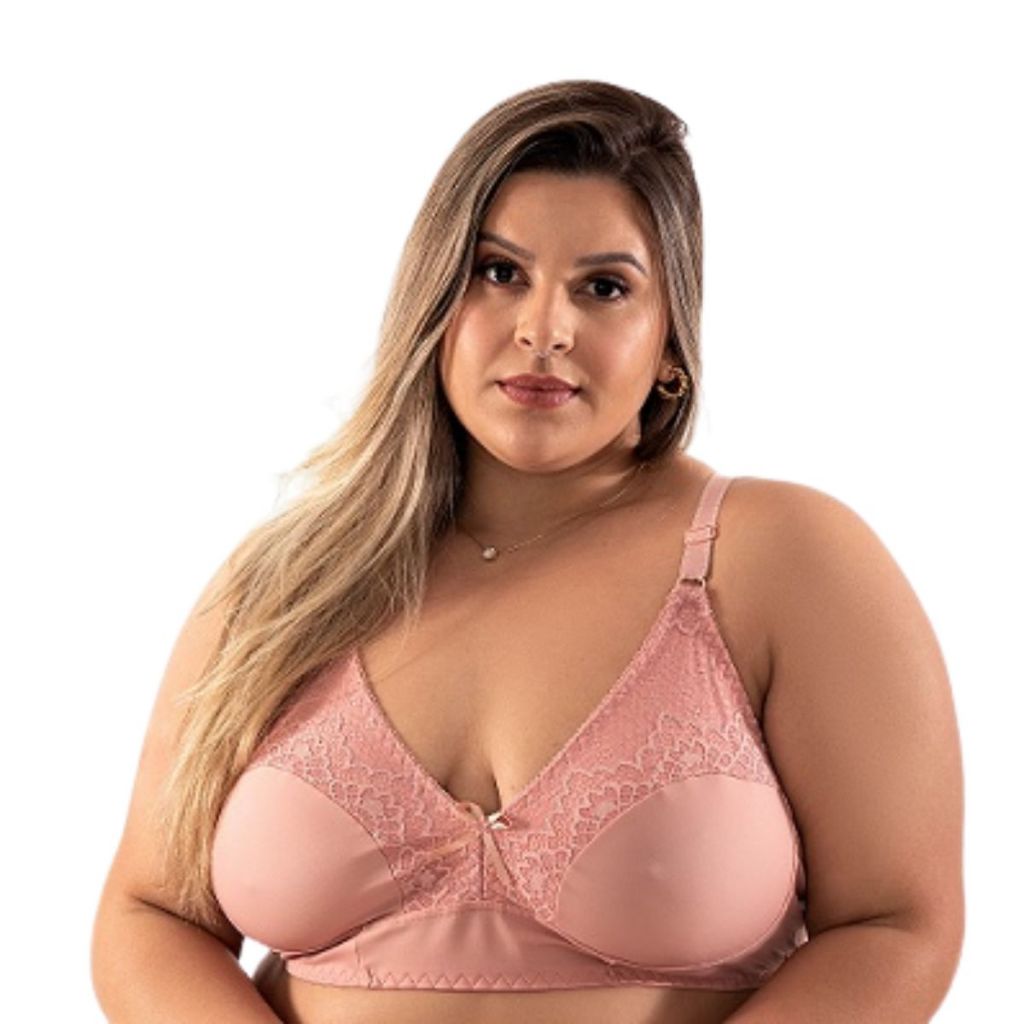 Sutiã Sustentação Alça Regulável Plus Size Reforçado Sem Bojo Com Renda Feminina Lingerie Soutien
