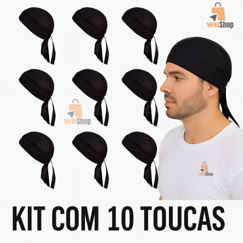 Kit 10 Touca Para Restaurante Cozinha Padaria Lenço Chef Cozinha Preto