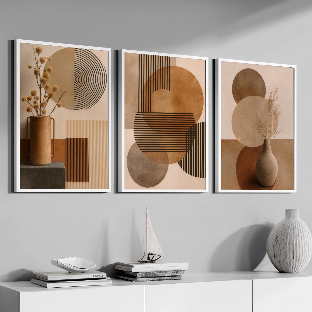 Conjunto Quadros Decorativos 50x70 cm Moldura e Vidro Para Sala Quarto Escritório Luxuoso