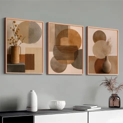 Trio Quadros Decorativos 40x60 cm Moldura Para Quarto Sala Escritório Hall