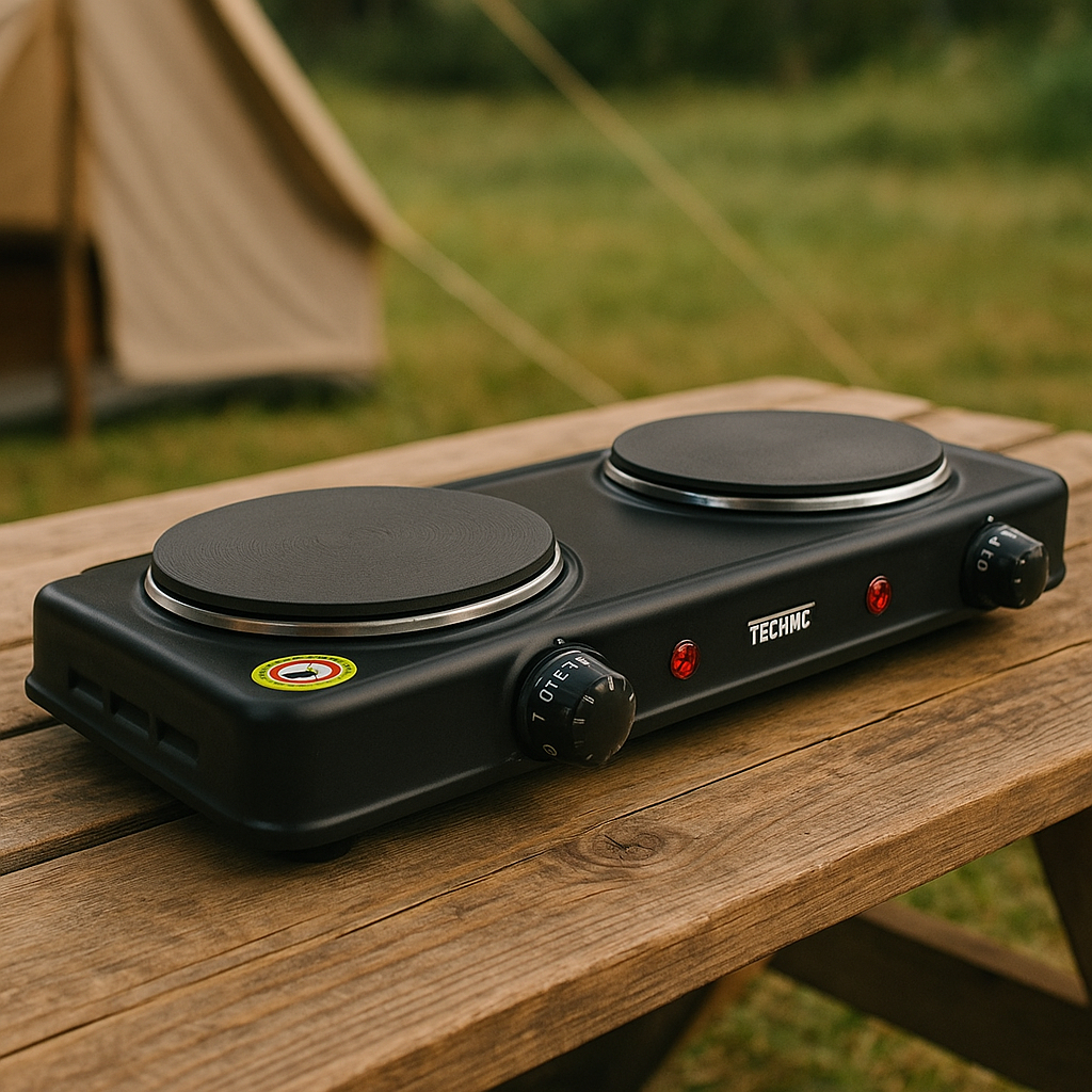Fogareiro Elétrico 2 Bocas Portátil 220v 2000w Camping Cooktop Cozinha Viagem