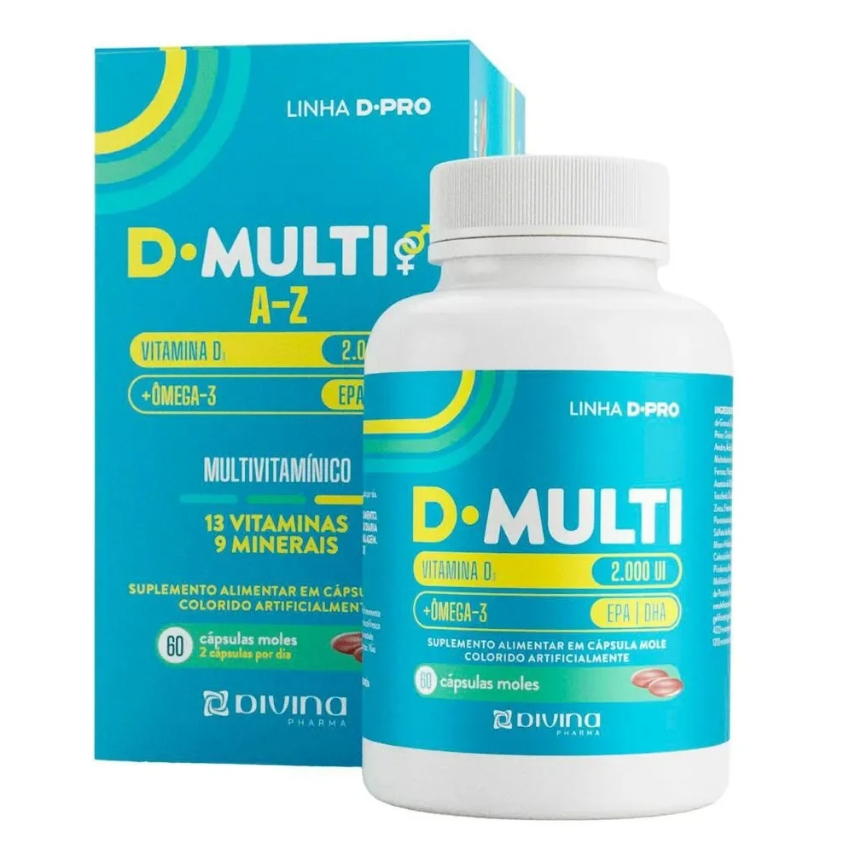 D-Multi A-Z Multivitaminico OMEGA 3 e VITAMINA D3 60 Capsulas Moles