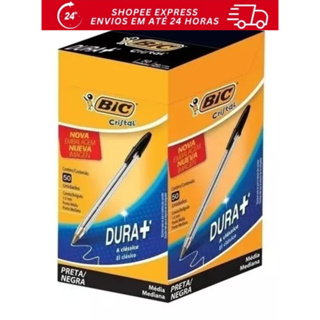 Caneta BIC Preta Cristal 1.0mm – Caixa com 50 Unidades – Escrita Suave e Alta Durabilidade em Oferta na Shopee