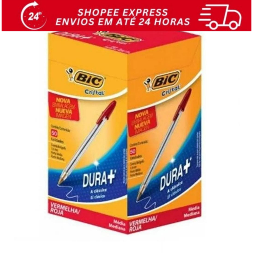 Caneta BIC Vermelha Cristal 1.0mm – Caixa com 50 Unidades – Escrita Macia e Precisa em Oferta na Shopee