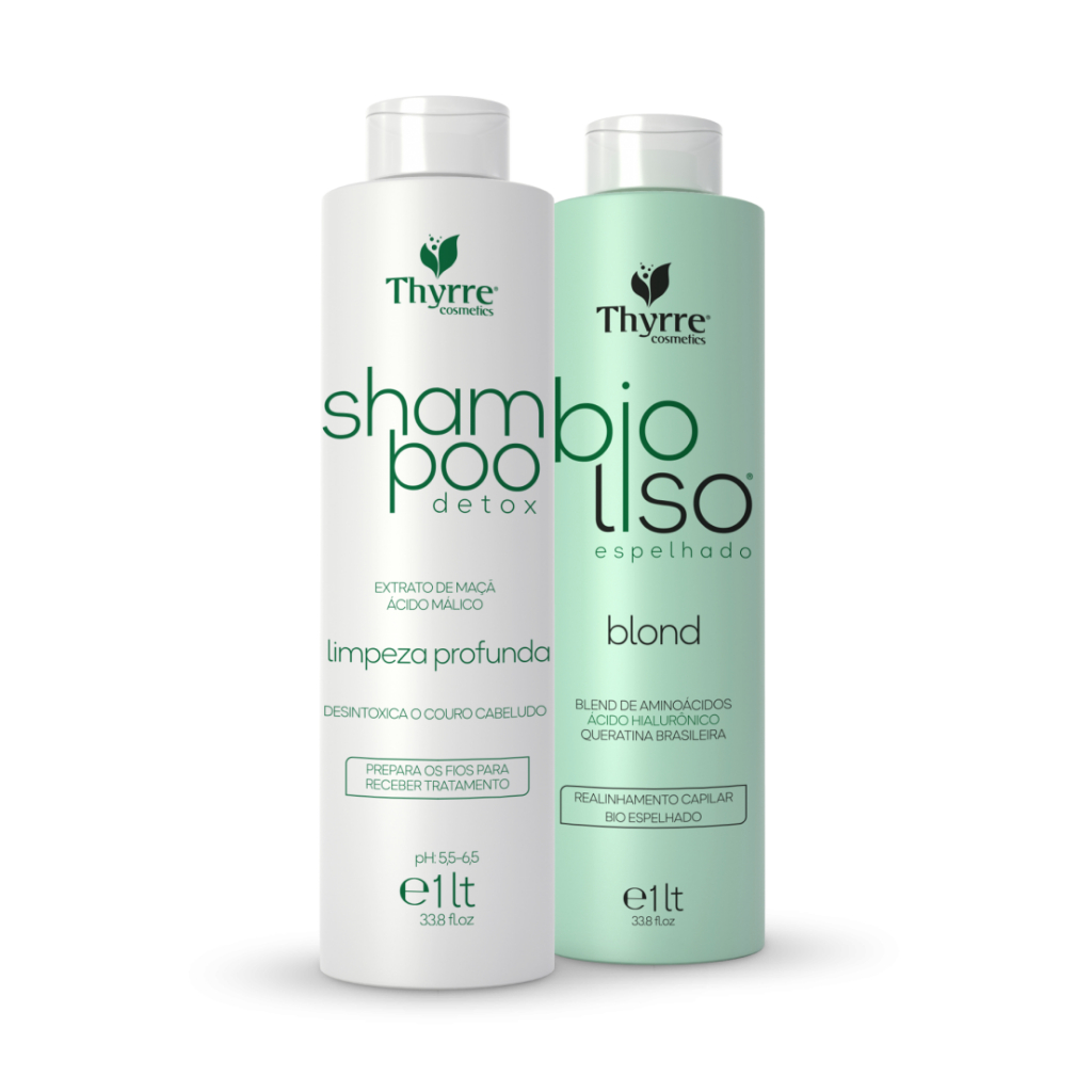 Kit BioLiso Blond 1L Escova Progressiva Selagem 0% Formol Semi-Definitiva Selagem Térmica Thyrre