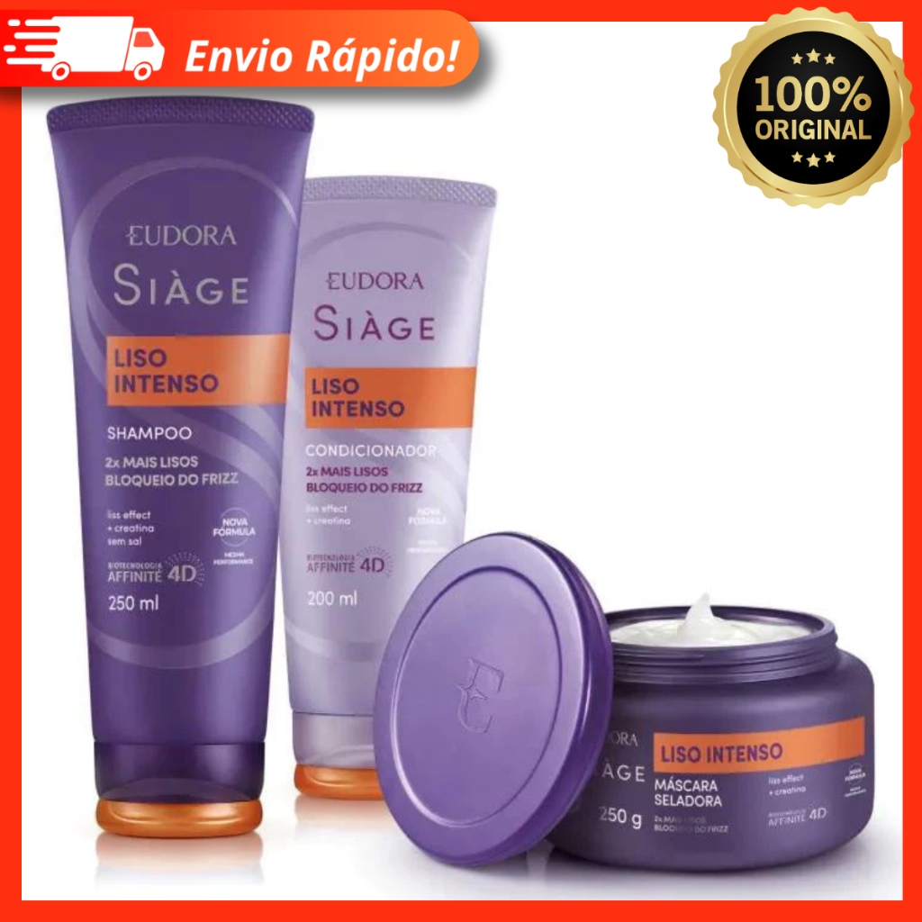 Kit Siàge Liso Intenso: Shampoo + Condicionador + Máscara - Eudora
