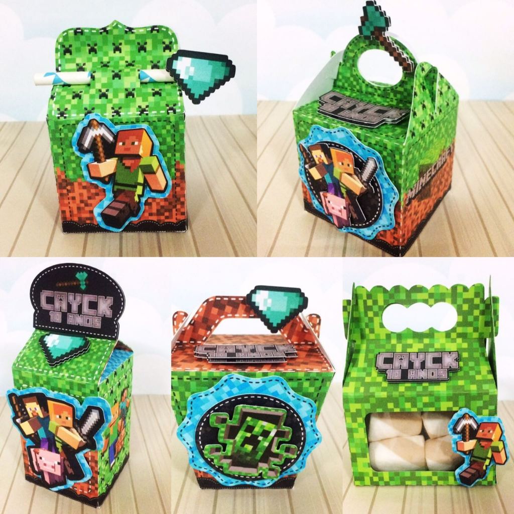 Kit Personalizados minecraft -Lembrancinhas Caixinhas para Festa De Aniversário