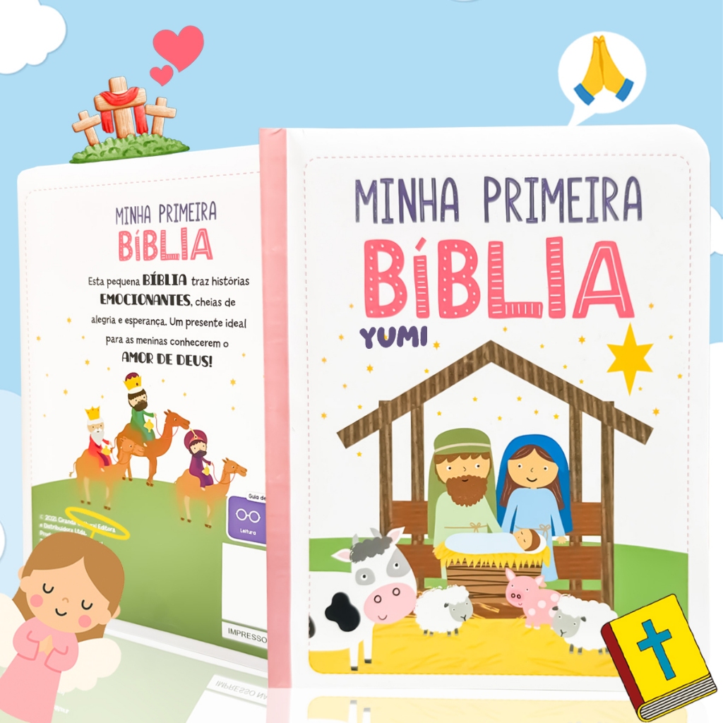 Livro Minha Primeira Bíblia Infantil Meninas Capa Dura Rosa Histórias Da Bíblia Ilustrada em Oferta na Shopee