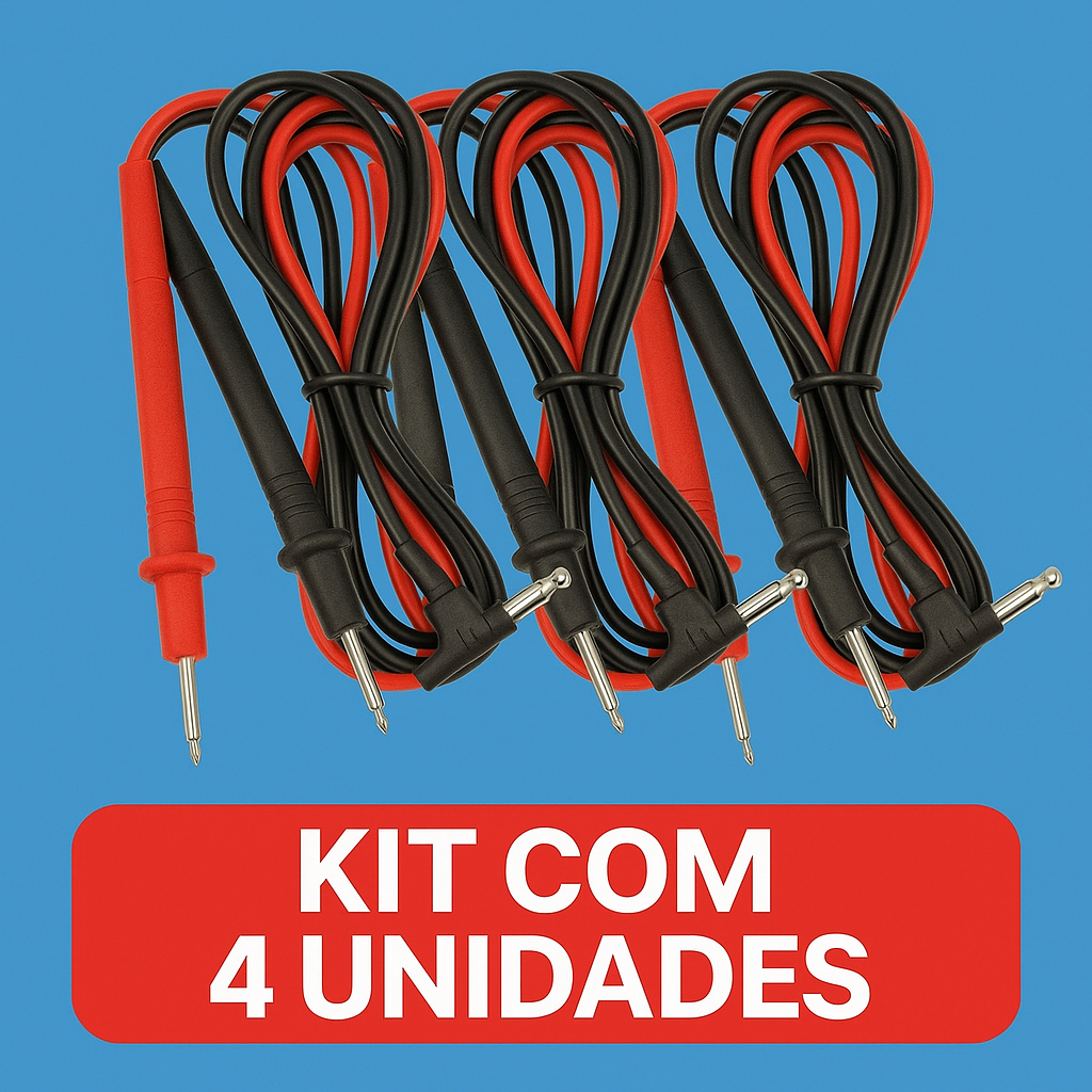 Pontas de Prova Multímetro Universal Pino Banana 90° Vermelho e Preto - 90cm em Oferta na Shopee