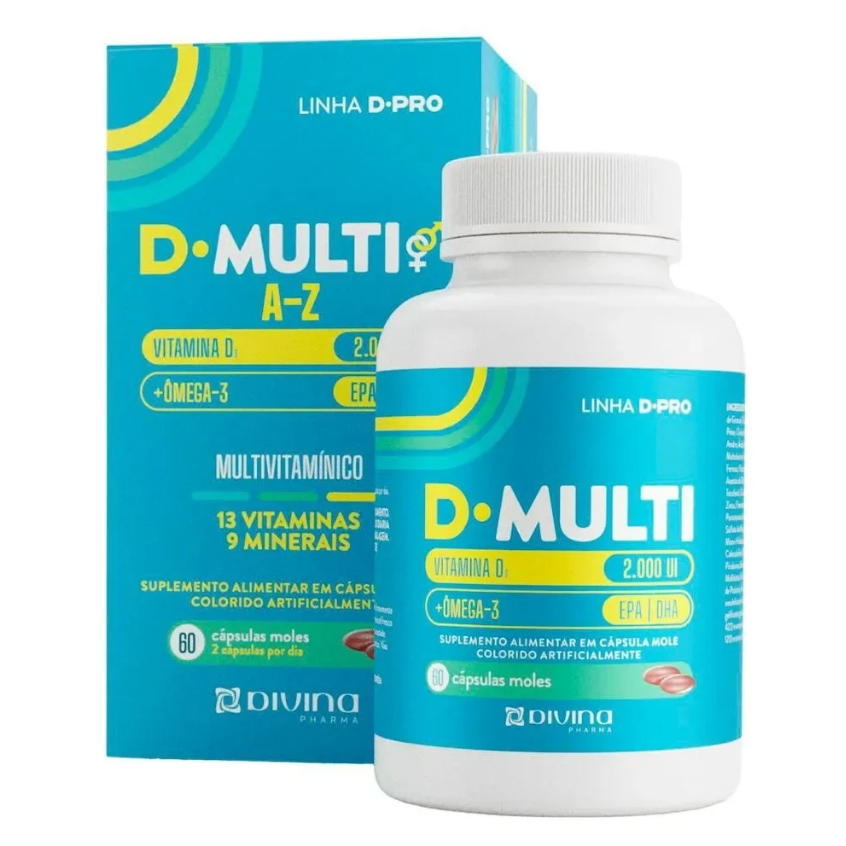 D-Multi A-Z Multivitaminico OMEGA 3 e VITAMINA D3 60 Capsulas Moles em Oferta na Shopee