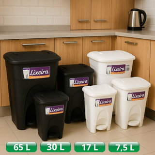 LIXEIRA PEDAL 7, 17, 30 OU 65 LITROS PLÁSTICA CLINICA HOSPITAL CASA COZINHA CONDOMINIO PIA BANHEIRO em Oferta na Shopee