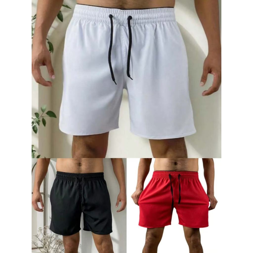 KIT 3 SHORTS maurisinho tactel com elastano casual praia academia foteball com 2 bolsos lateral - 3T