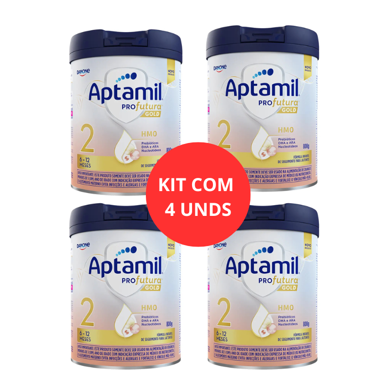 KIT C/4 FORMULA INFANTIL APTAMIL PROFUTURA GOLD 2 800G