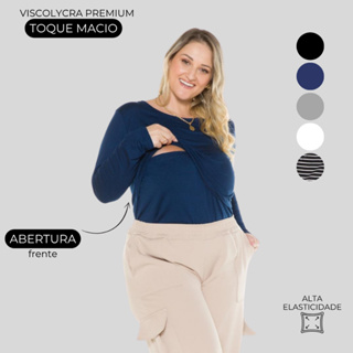 Blusa Amamentação Manga Longa  Plus Size 1182-A em Oferta na Shopee