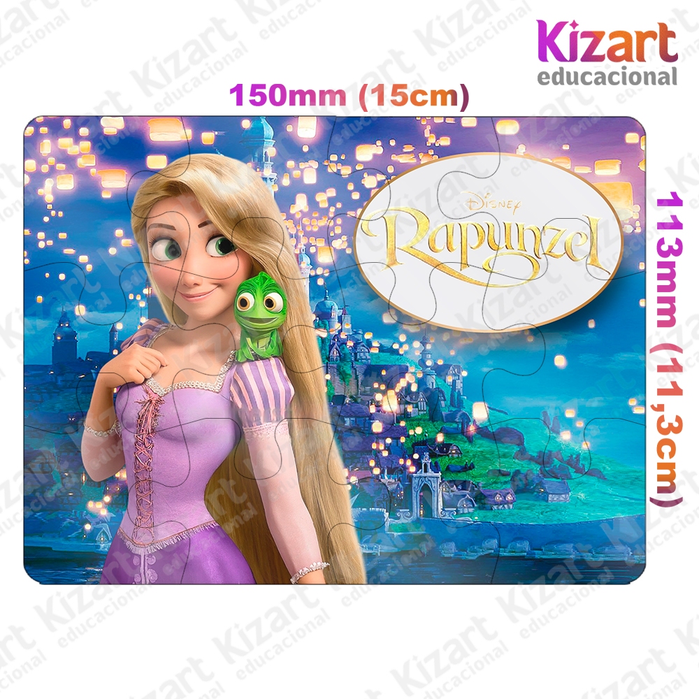 Lembrancinha Escolar Educativa Quebra Cabeça Festa Infantil 12 Peças Tema Enrolados Rapunzel
