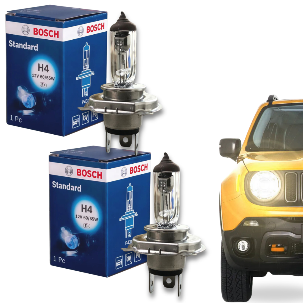 Par Lampada Original Bosch Farol H4 12v 60w 55 Halogena P/ Carro